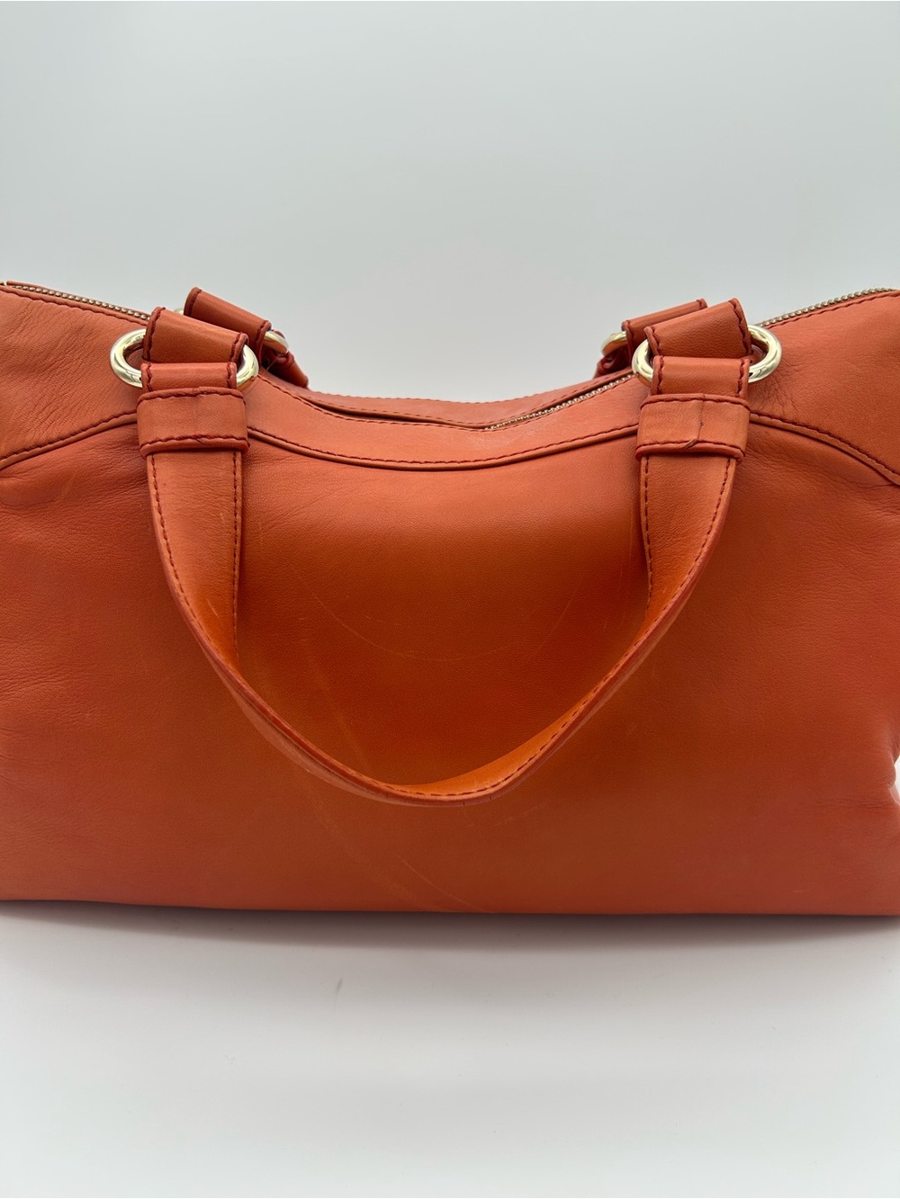 Celine - Orange Leather Studded Satchel / Y2K Purse / Bag - Picture 5 of 16